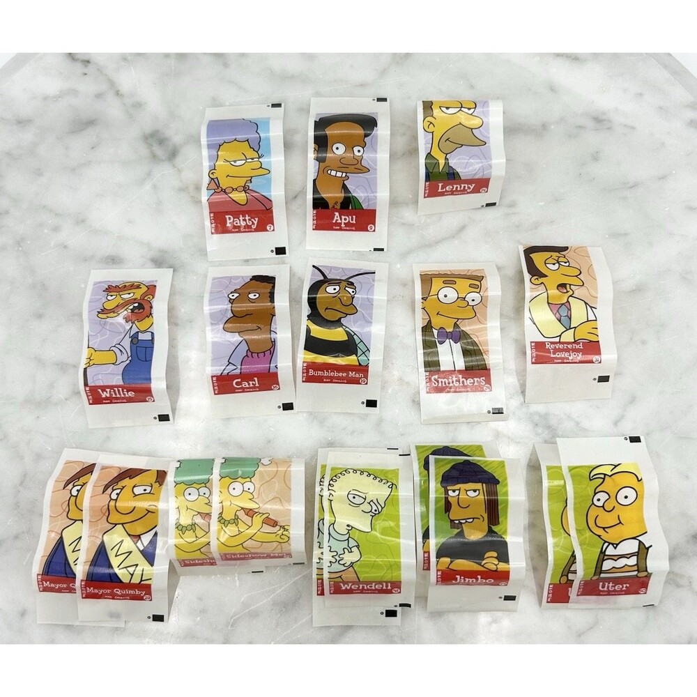2002 THE SIMPSONS Topps 18 Mini Wrappers BUBBLE GUM Wendell Uter Apu Lenny Jimbo